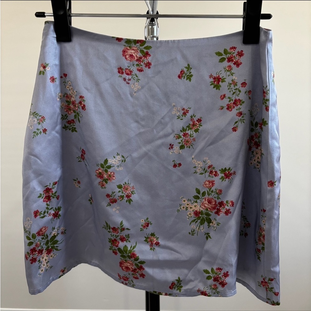 Reformation Veranda Silk Melba Purple Floral MIni Skirt Size 0 - Picture 2 of 6